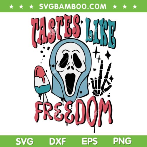 Ghostface Tastes Like Freedom SVG PNG, 4th Of July Horror Movie SVG, Ghostface Patriotic DXF SVG PNG EPS