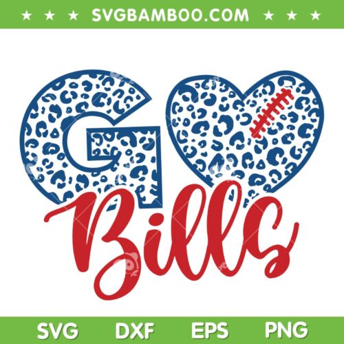 Go Bills Leopard SVG PNG, Buffalo Bills Heart SVG, Go Bills Mascot DXF SVG PNG EPS