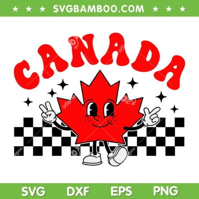 Groovy Canada Day SVG PNG, Funny Retro Maple Leaf Canada Day SVG, Happy Canada Day DXF SVG PNG EPS