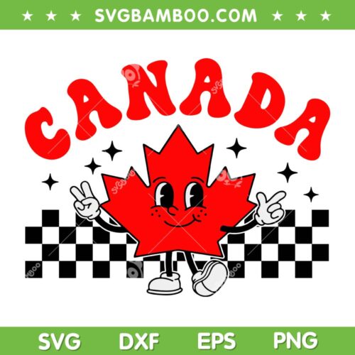 Groovy Canada Day SVG PNG, Funny Retro Maple Leaf Canada Day SVG, Happy Canada Day DXF SVG PNG EPS