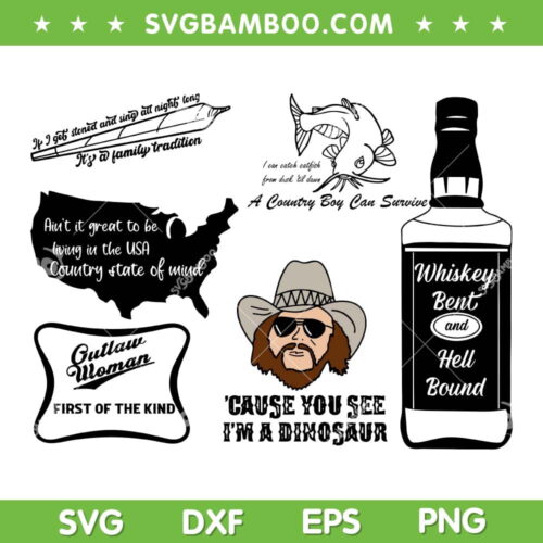 Hank Williams Jr SVG Bundle, Country Music Hank Williams SVG Bundle, Country Boy Can Survive DXF SVG PNG EPS