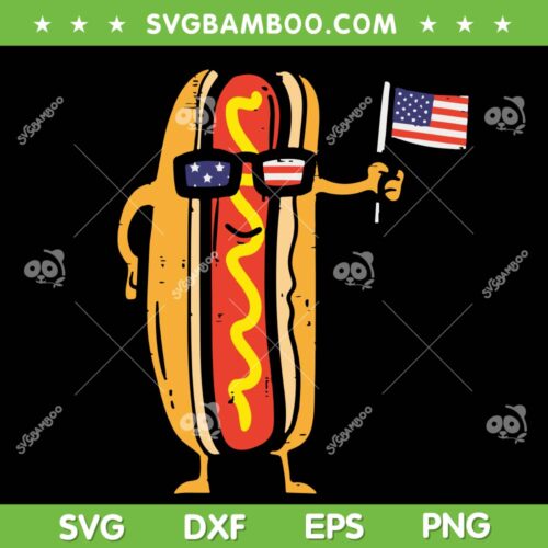 Hotdog Sunglasses American Flag SVG PNG, Patriotic Hot Dog SVG, Hot Dog Flag DXF SVG PNG EPS