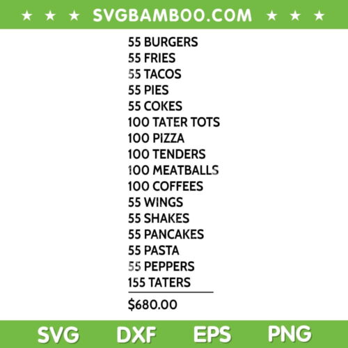 ITYSL Burgers 55 Fries 55 SVG PNG, I Think You Should Leave SVG, 55 Burgers 55 Fries 55 Tacos Meme DXF SVG PNG EPS