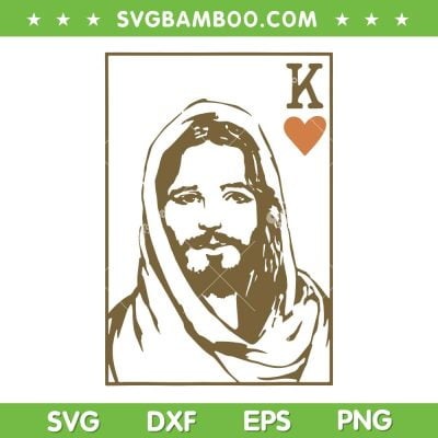 Jesus King Of Hearts Card SVG PNG, Christian Tarot SVG, King Jesus DXF SVG PNG EPS