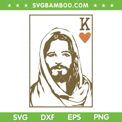 Jesus King Of Hearts Card SVG PNG, Christian Tarot SVG, King Jesus DXF SVG PNG EPS