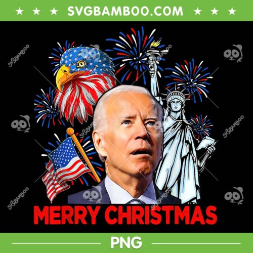 Joe Biden Confused Patriotic Merry Christmas PNG, Biden 4th Of July PNG, American Fireworks PNG