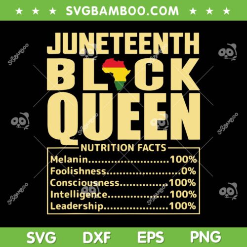Juneteenth Black Queen Nutritional Facts SVG, Black Pride Women SVG, Independence Day DXF SVG PNG EPS