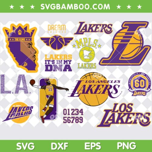 Los Angeles Lakers SVG Bundle, Lakers It's In My DNA SVG Bundle, MPLS Lakers DXF SVG PNG EPS