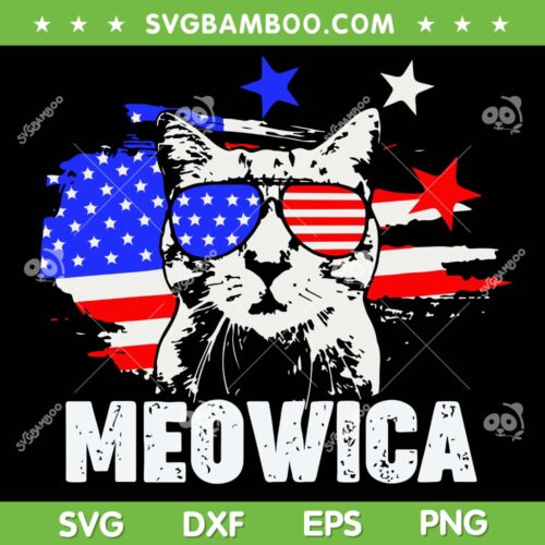 Meowica 4th Of July SVG PNG, Meowica American Flag SVG, Sunglasses US Flag DXF SVG PNG EPS