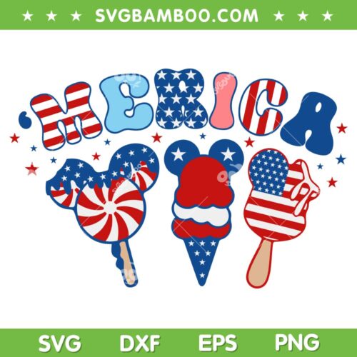 Merica Ice Cream American Flag SVG PNG, Disney Scream Freedom Day SVG, Merica US Flag DXF SVG PNG EPS