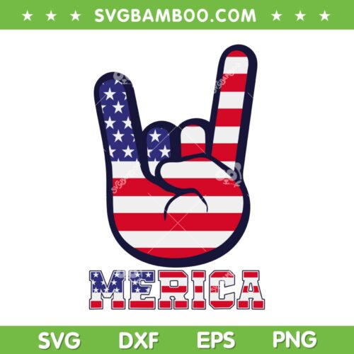 Merica Rock Sign 4th Of July SVG PNG, American USA Flag Patriotic SVG, USA Flag Merica Rock Sign DXF SVG PNG EPS