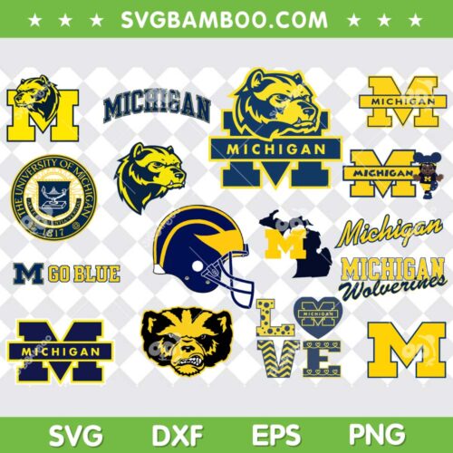 Michigan Wolverines SVG Bundle, Love Michigan Wolverines SVG Bundle, Football Team DXF SVG PNG EPS