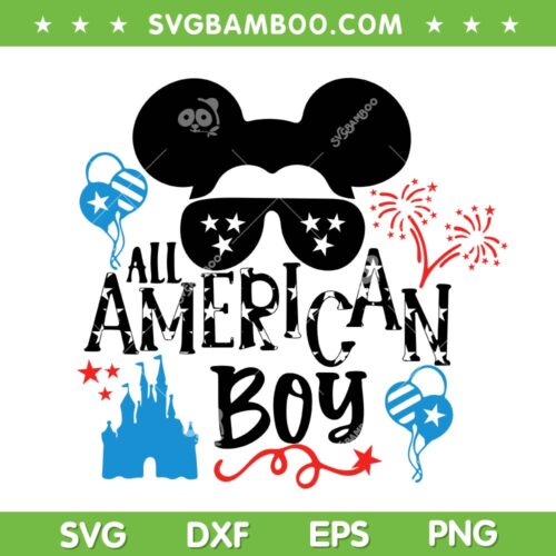 Mickey Mouse All American Boy SVG PNG, Disney Mouse 4th Of July Family SVG, Mickey Fourth Of July DXF SVG PNG EPS