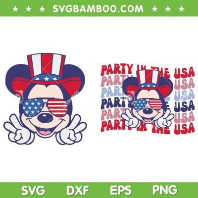 Mickey Mouse Party In The USA SVG PNG, Disney Mouse Happy 4th Of July SVG, Mickey American Flag DXF SVG PNG EPS Mickey Mouse Party In The USA SVG PNG, Disney Mouse Happy 4th Of July SVG, Mickey American Flag DXF SVG PNG EPS