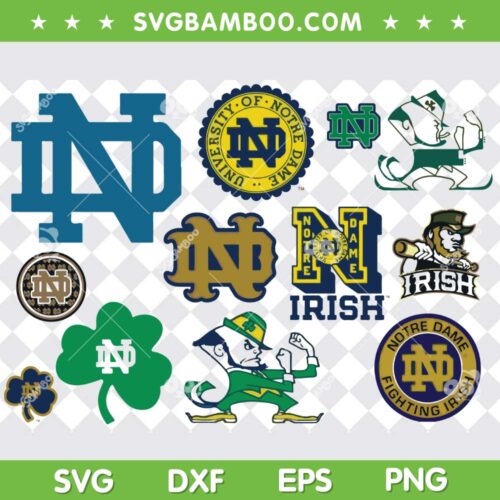 Notre Dame Irish SVG Bundle, Notre Dame Fighting Irish SVG Bundle, NCAA Sport DXF SVG PNG EPS
