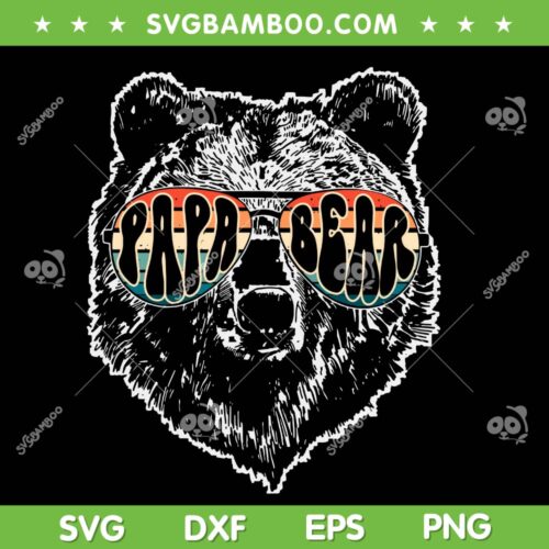 Papa Bear Best Dad SVG PNG, Retro Fathers Day SVG, Dad Bear Vintage DXF SVG PNG EPS