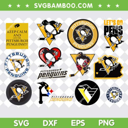 Pittsburgh Penguins SVG Bundle, Pittsburgh Penguins Logo SVG Bundle, Hockey Sports DXF SVG PNG EPS