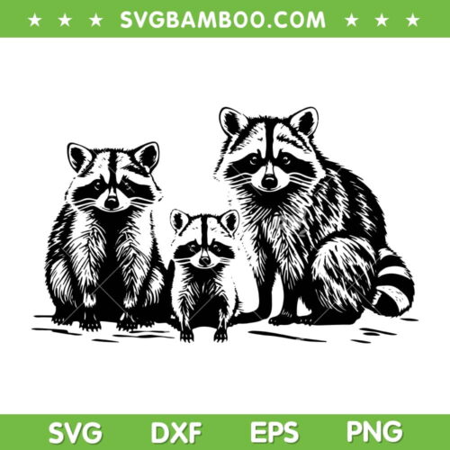 Raccoons Family SVG PNG, Woodland Animal SVG, Happy Animal Family DXF SVG PNG EPS