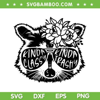 Racoon Sunglasses Name SVG PNG, Racoon Floral SVG, Kinda Classy Kinda Trashy DXF SVG PNG EPS Racoon Sunglasses Name SVG PNG, Racoon Floral SVG, Kinda Classy Kinda Trashy DXF SVG PNG EPS