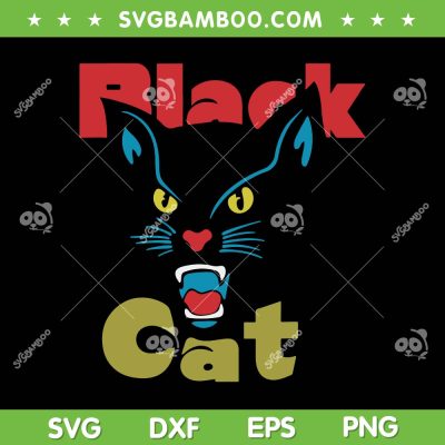 Retro Black Cat SVG PNG, Black Halloween Cat SVG, Funny Lover Cat DXF SVG PNG EPS