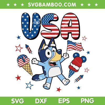 Retro Bluey USA Fourth Of July SVG PNG, Independence Patriotic Bluey Family SVG, Bluey USA Flag DXF SVG PNG EPS Retro Bluey USA Fourth Of July SVG PNG, Independence Patriotic Bluey Family SVG, Bluey USA Flag DXF SVG PNG EPS
