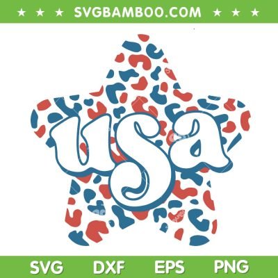 Retro USA SVG PNG, Leopard Star 4th Of July SVG, American Flag Star DXF SVG PNG EPS