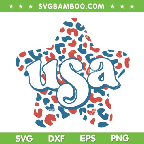 Retro USA SVG PNG, Leopard Star 4th Of July SVG, American Flag Star DXF SVG PNG EPS