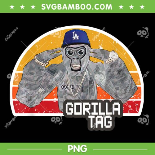 Retro Gorilla Tag PNG, Gorilla Tag Monke Boys Party PNG, Hip Hop Monkey PNG
