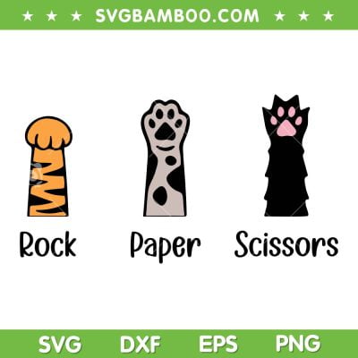 Rock Paper Scissors SVG PNG, Funny Cat Paws SVG, Cute Kitten Lover Cats DXF SVG PNG EPS