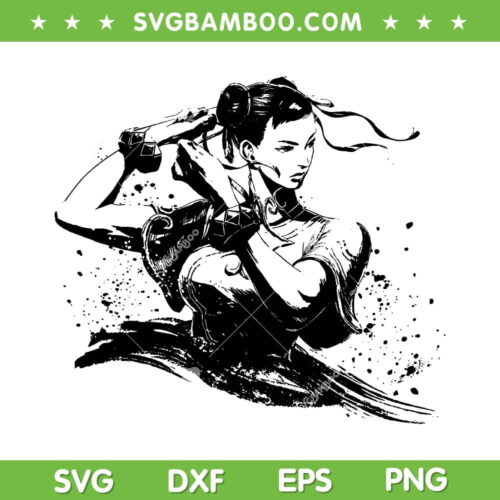 STREET FIGHTER 6 CHUN LI SVG PNG, Chun Li Black and White SVG, Street Fighter II Characters DXF SVG PNG EPS