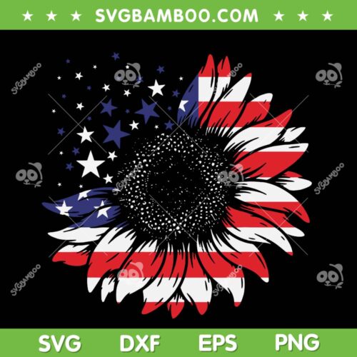 Sunflower American Flag SVG, 4th Of July Sunflower SVG, USA Sunflower Flag DXF SVG PNG EPS