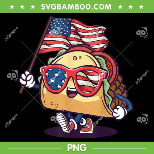 Taco Sunglasses American Flag PNG, Funny 4th Of July Tacos PNG, Taco Fourth Of July PNG