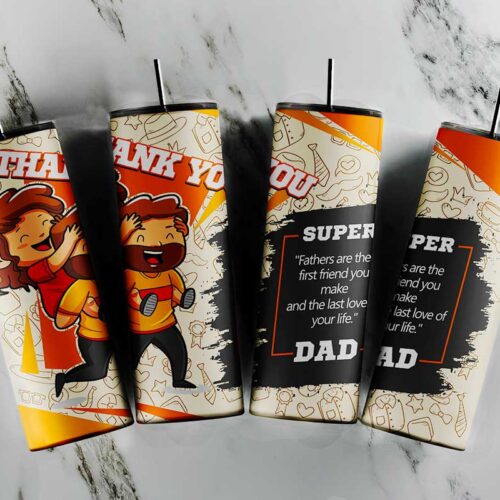 Thank You Super Dad Tumbler Wrap Customized Image PNG, Super Dad Tumbler Design PNG, Fathers Day 2023 Tumblers Digital Design PNG