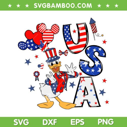 USA Donald Duck SVG PNG, Disney Friends Happy 4th Of July SVG, Donald Duck America DXF SVG PNG EPS
