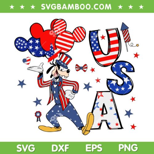 USA Goofy SVG PNG, Disney Friends America SVG, Goofy 4th of July DXF SVG PNG EPS
