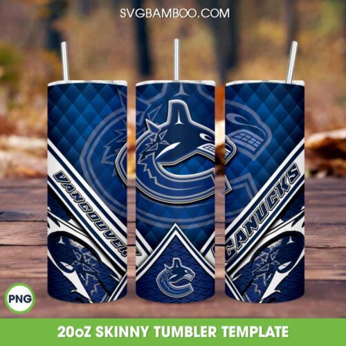 Vancouver Canucks Football Tumbler 20oz Skinny PNG, Vancouver Canucks Logo Tumbler Wrap PNG, NHL Sports Tumbler Template PNG