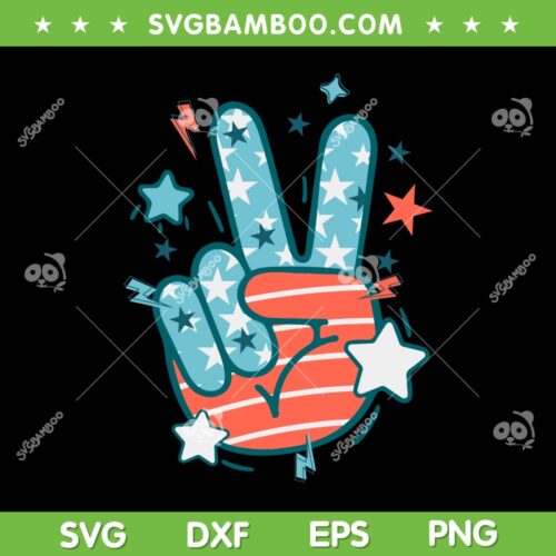 Vintage American Flag Peace Sign Hand SVG, 4th Of July Peace Sign Hand SVG, Hand USA Flag DXF SVG PNG EPS