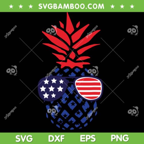 Pineapple 4th Of July SVG PNG, Pineapple Sunglasses American Flag SVG, USA Pineapple Stars DXF SVG PNG EPS