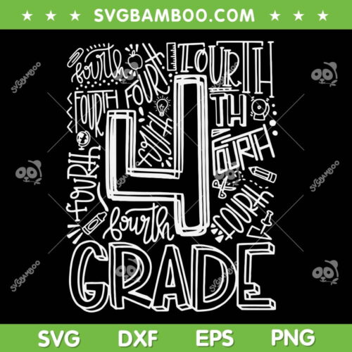 4th Grade Typography SVG PNG, Team Fourth Grade Back To School SVG, 4th Grade Teacher DXF SVG PNG EPS