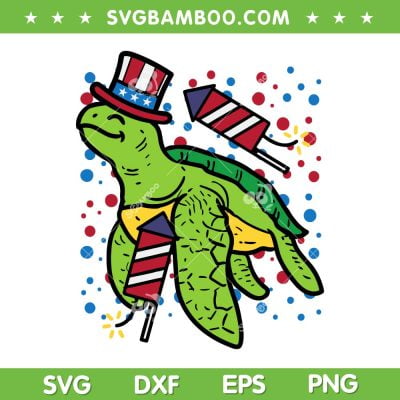 4th Of July Sea Turtle SVG PNG, American Flag Turtle SVG, Cute Water Animal DXF SVG PNG EPS