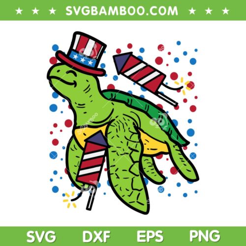 4th Of July Sea Turtle SVG PNG, American Flag Turtle SVG, Cute Water Animal DXF SVG PNG EPS