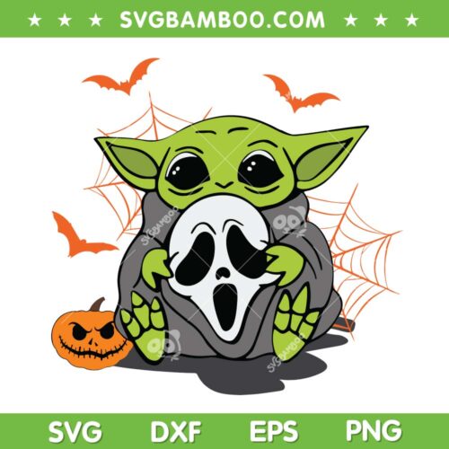Baby Yoda Ghostface SVG PNG, Halloween Star Wars Yoda SVG, Baby Yoda Halloween DXF SVG PNG EPS