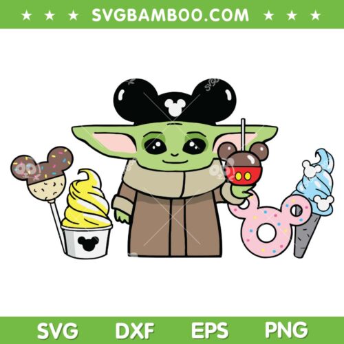 Baby Yoda Snacks SVG PNG, Disney Ears SVG, Disney Baby Yoda Snacks DXF SVG PNG EPS