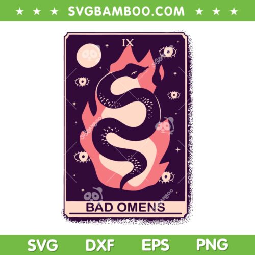Bad Omens Snake Tarot Card SVG PNG, Magical Snakes Tarot Card SVG, Tarot Card DXF SVG PNG EPS