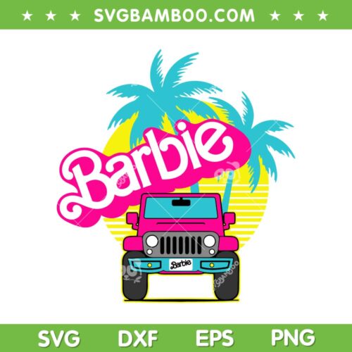 Barbie Jeep Car SVG PNG, Retro Barbie Girl SVG, Pink Baby Doll Jeep Car DXF SVG PNG EPS