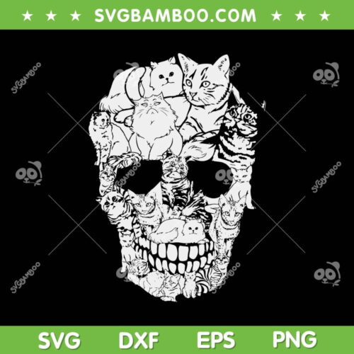 Cat Skull SVG PNG, Kitty Skeleton Halloween SVG, Skull Halloween Cat DXF SVG PNG EPS