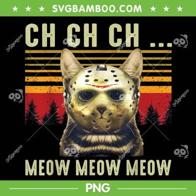 Ch Ch Ch Meow Jason Mask PNG, Halloween Cat Friday The 13th PNG, Cat Horror PNG