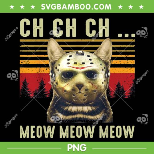 Ch Ch Ch Meow Jason Mask PNG, Halloween Cat Friday The 13th PNG, Cat Horror PNG