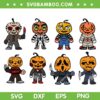 Chibi Horror Movie Characters SVG Bundle, Pumpkin Heads Halloween Friends SVG Bundle, Horror Halloween DXF SVG PNG EPS