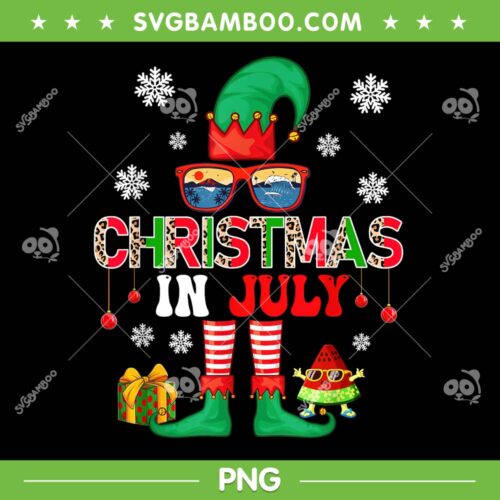 Christmas In July Costume Elf PNG, ELF Sunglasses Summer Beach PNG, Christmas In July PNG